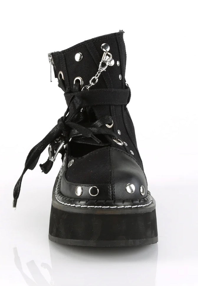 DemoniaCult - Emily 317 Black Canvas Vegan Leather - Girl Shoes | Women-Image