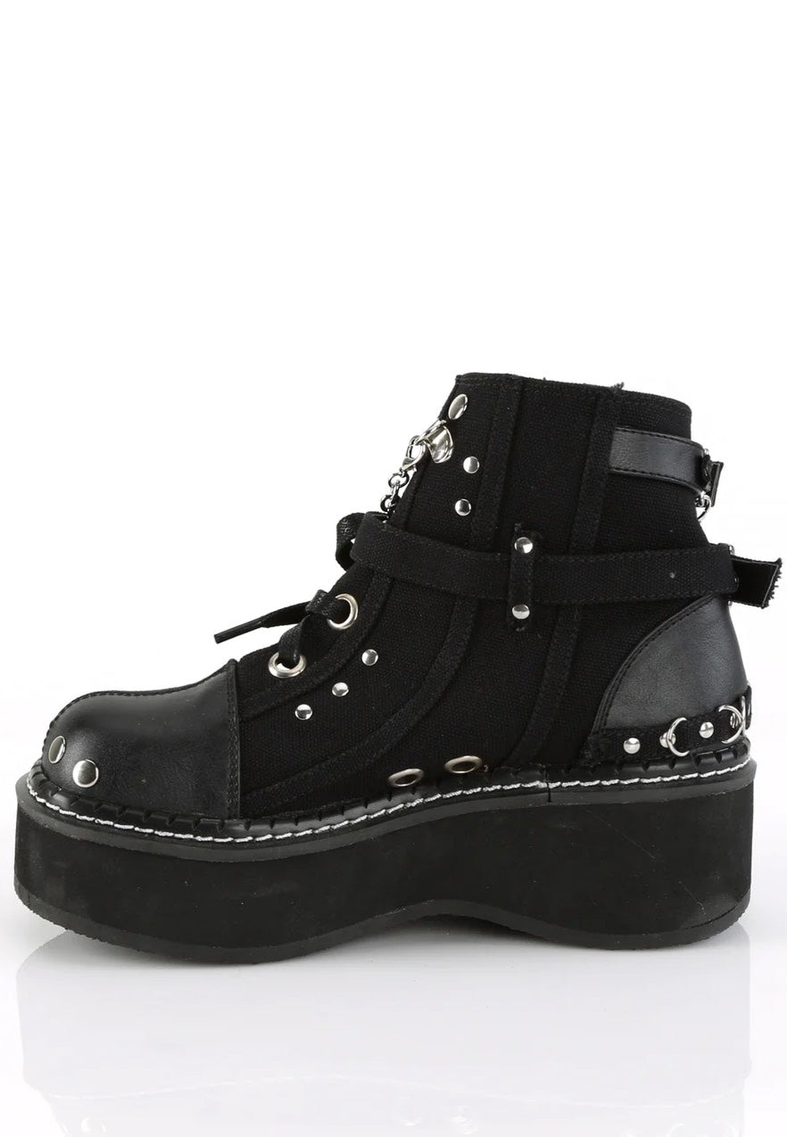 DemoniaCult - Emily 317 Black Canvas Vegan Leather - Girl Shoes | Women-Image