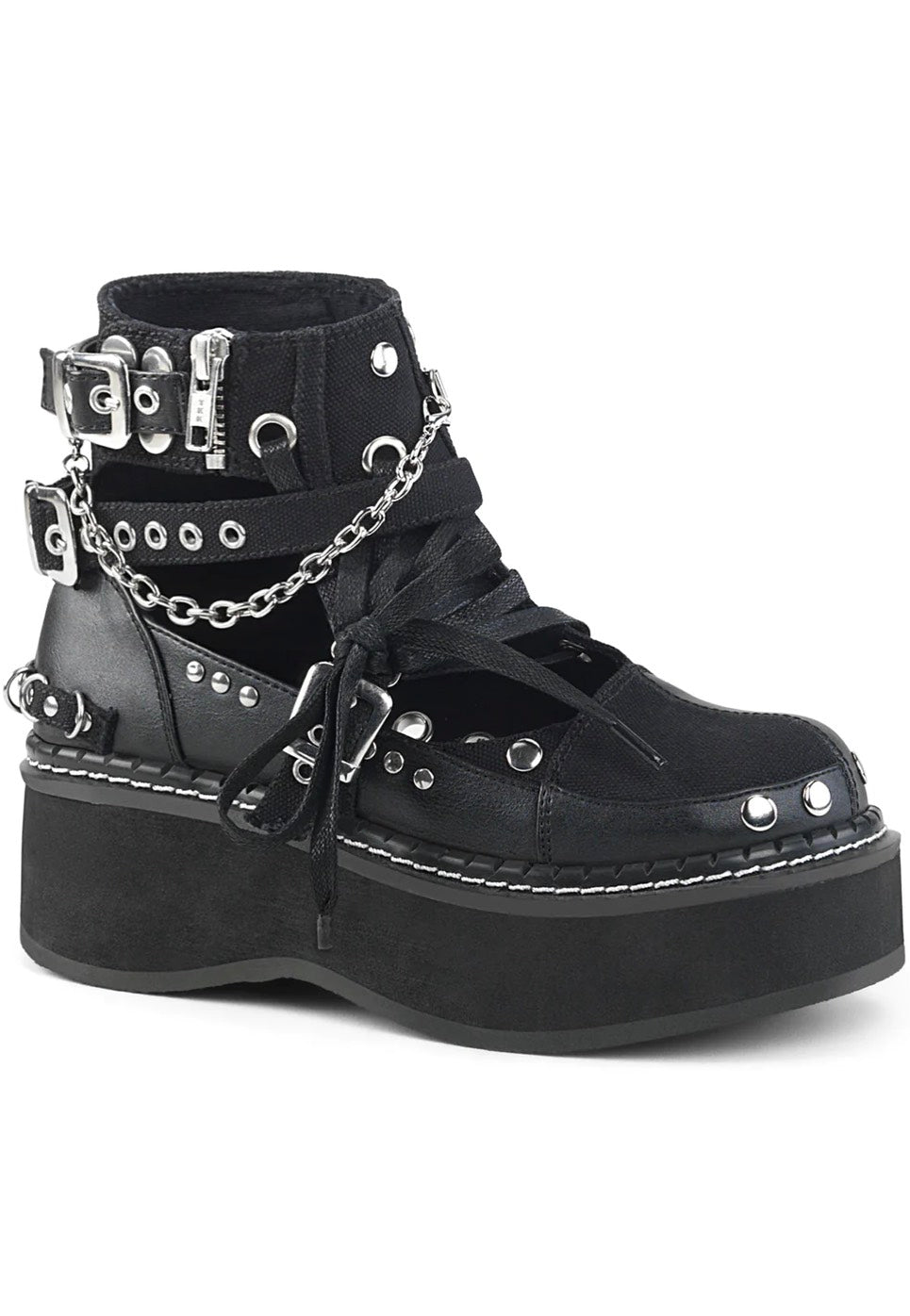 DemoniaCult - Emily 317 Black Canvas Vegan Leather - Girl Shoes | Women-Image