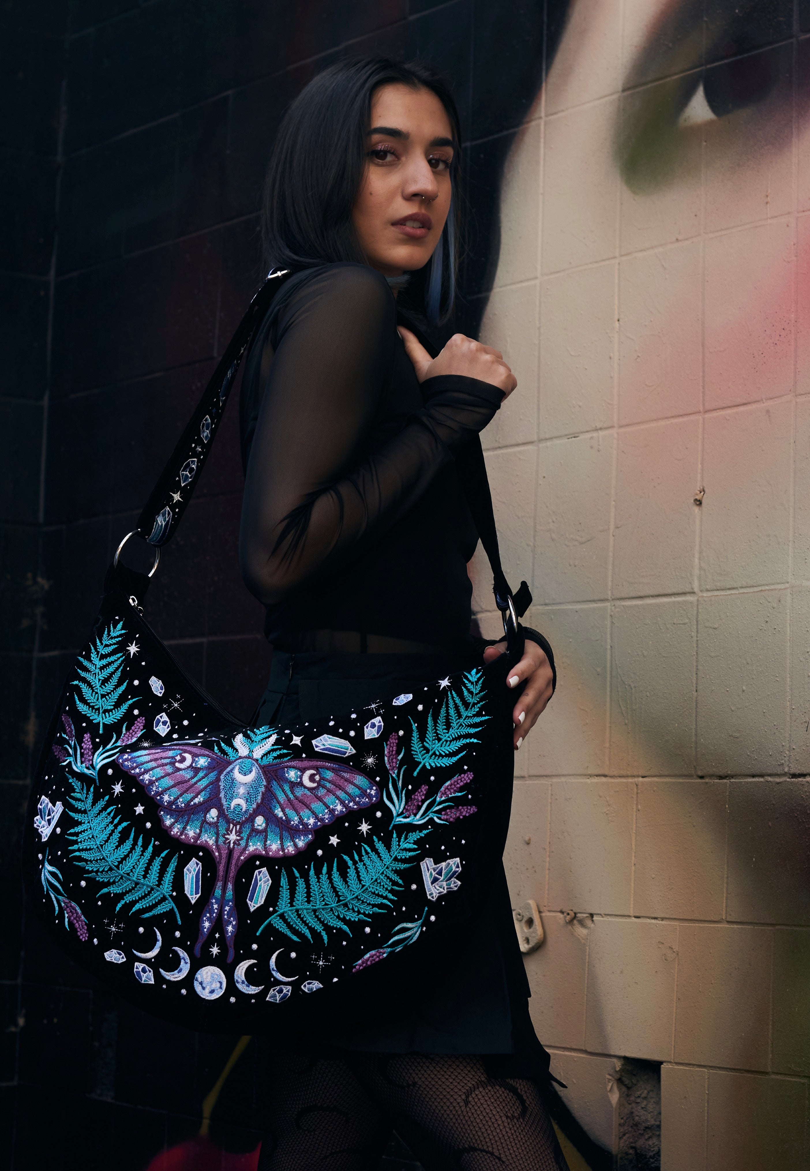 Restyle - Enchanted Forest Hobo With Magical Black - Bag | Neutral-Image