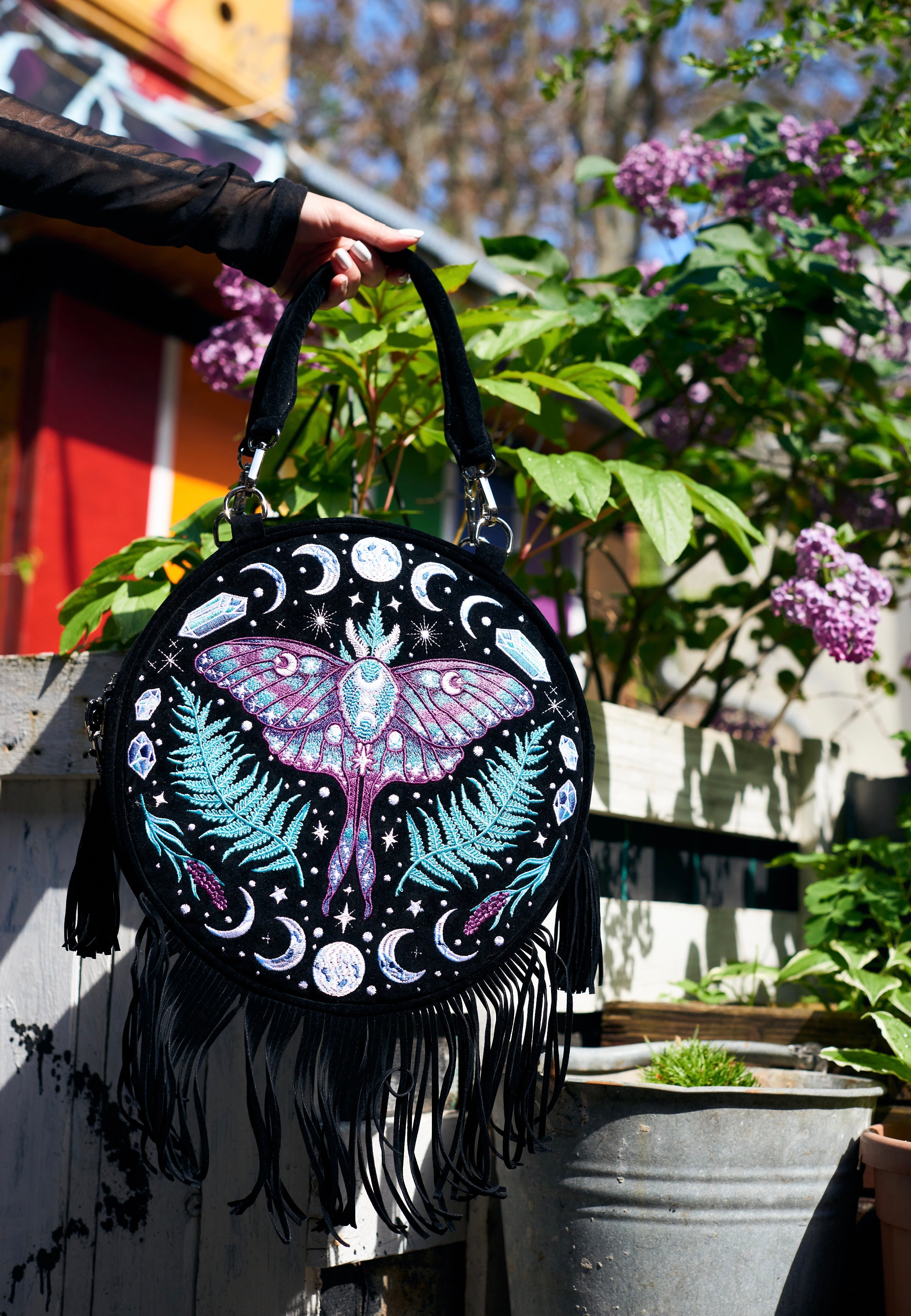 Restyle - Enchanted Forest Round With Moon Moth And Crystals Black - Bag | Neutral-Image