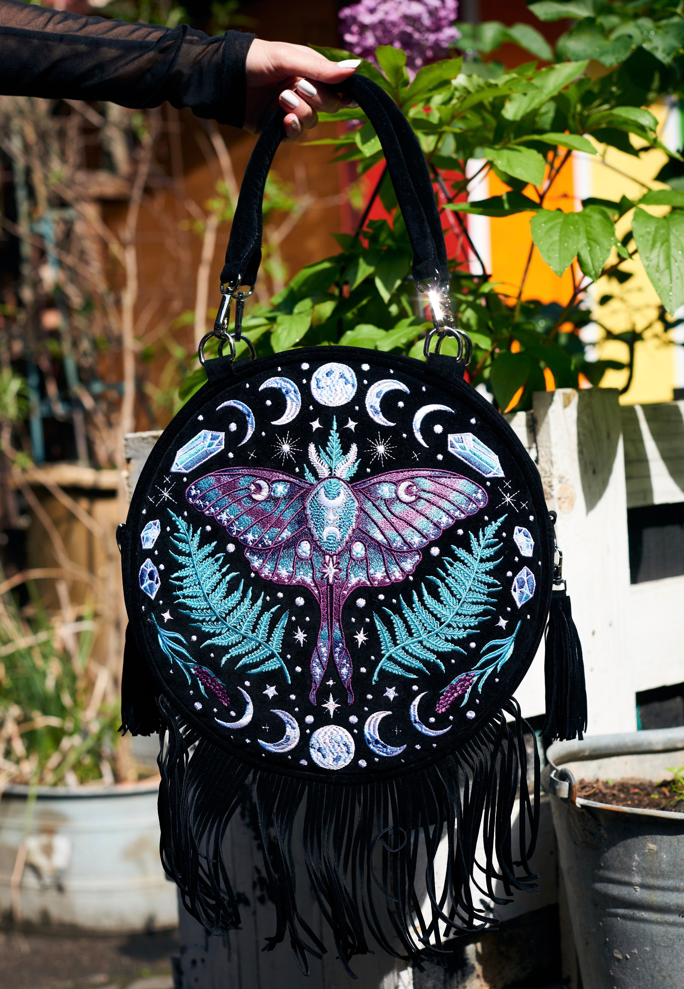 Restyle - Enchanted Forest Round With Moon Moth And Crystals Black - Bag | Neutral-Image