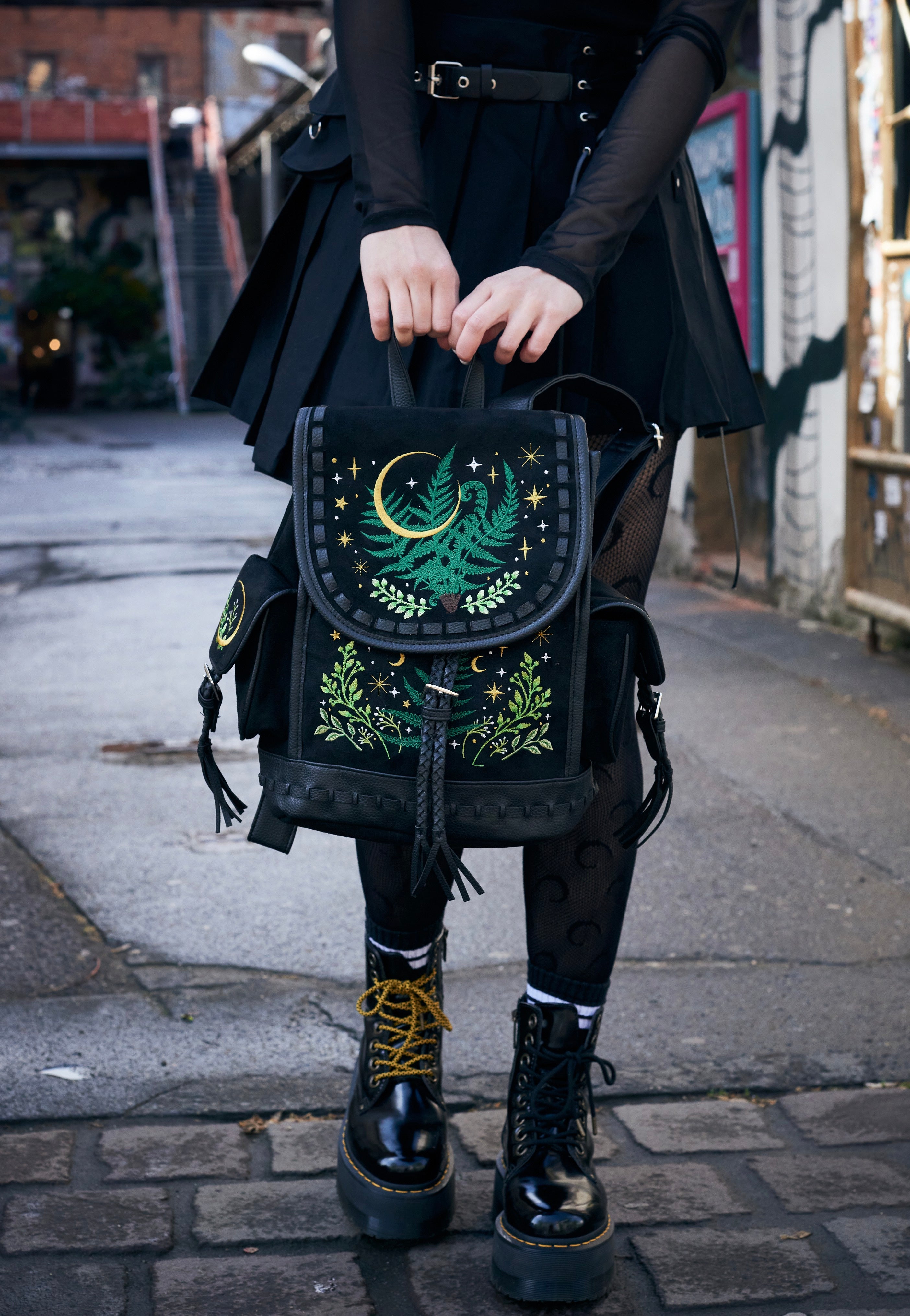 Restyle - Herbal With Fern And Crescent Black - Backpack | Neutral-Image