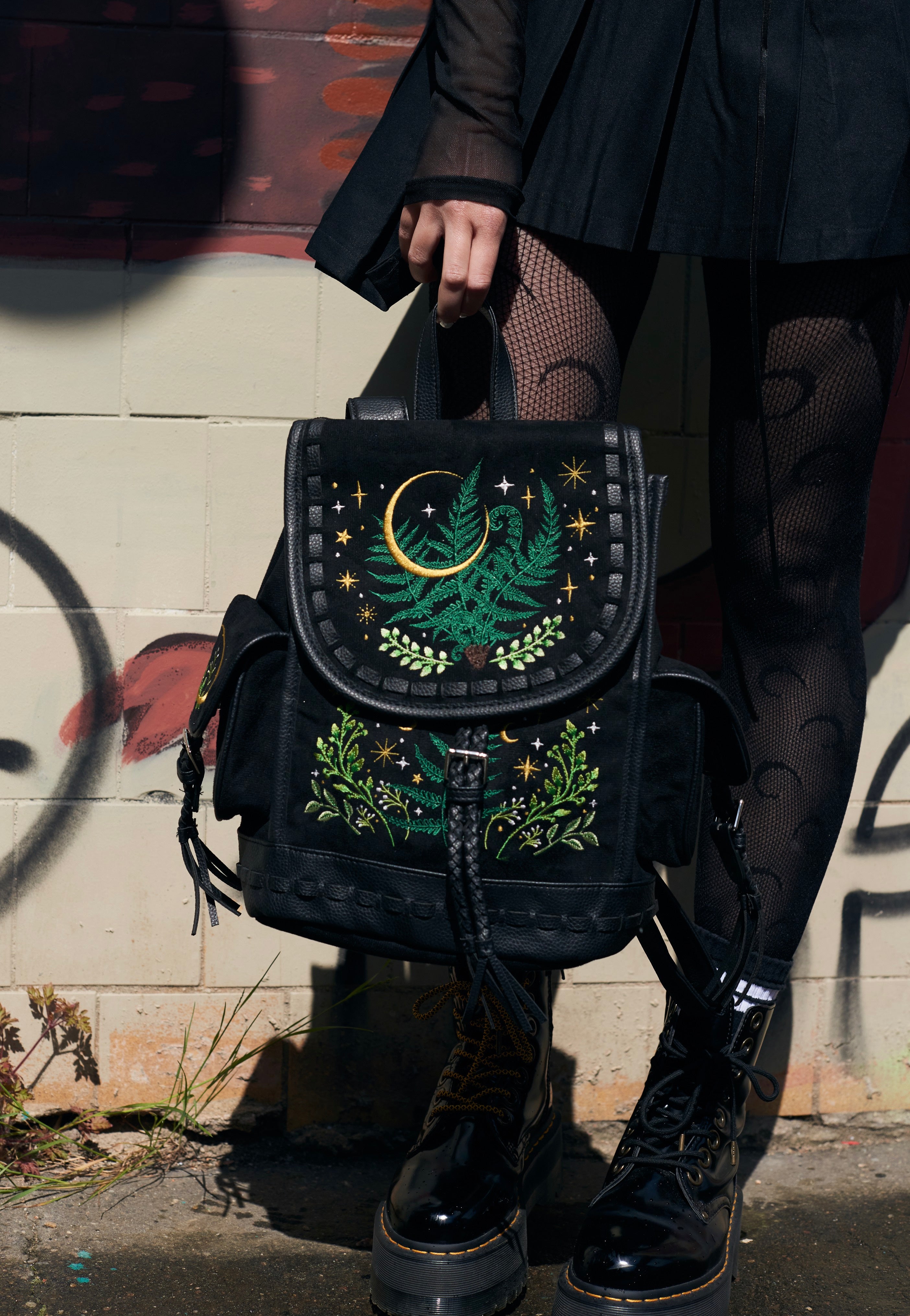 Restyle - Herbal With Fern And Crescent Black - Backpack | Neutral-Image