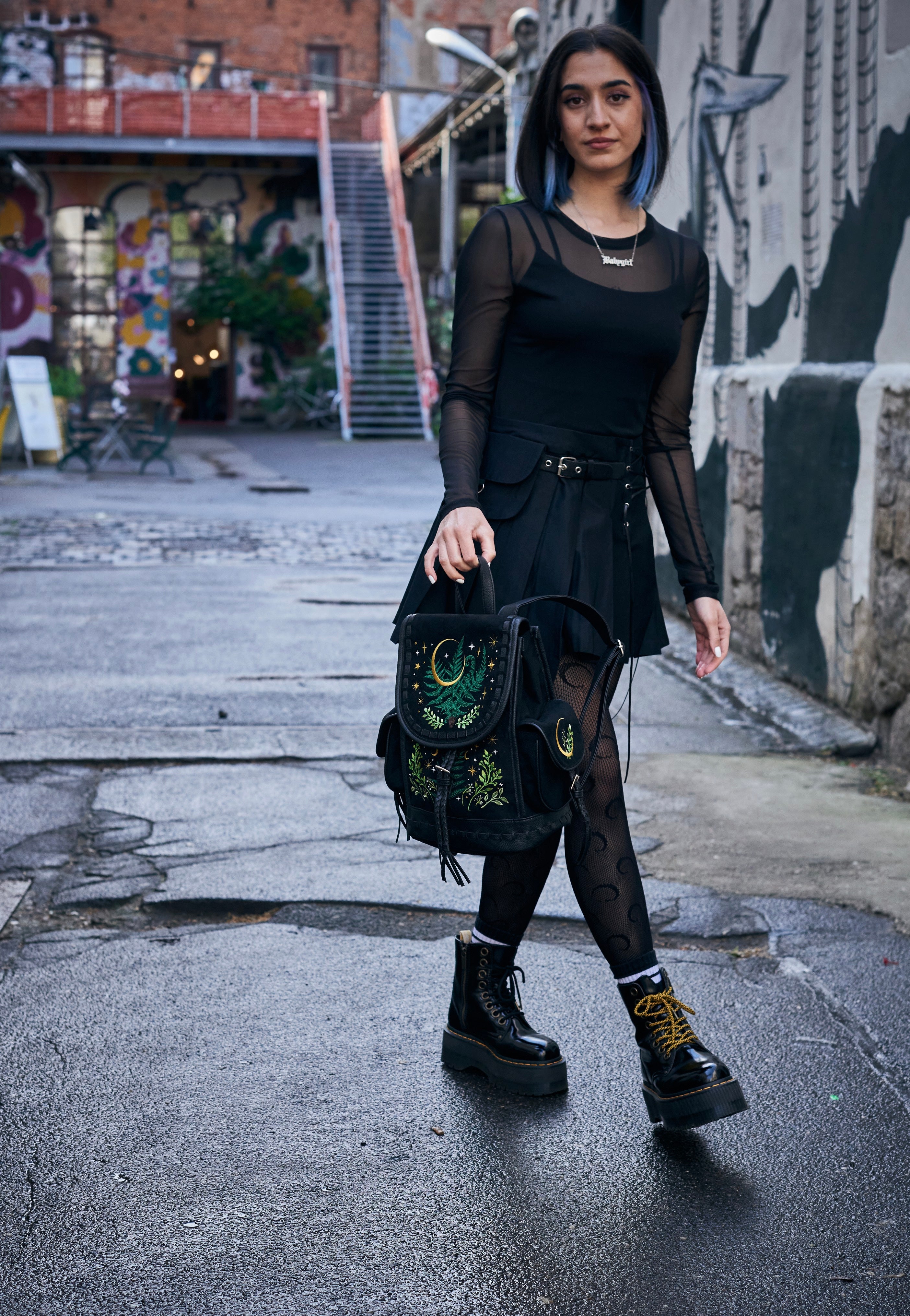 Restyle - Herbal With Fern And Crescent Black - Backpack | Neutral-Image