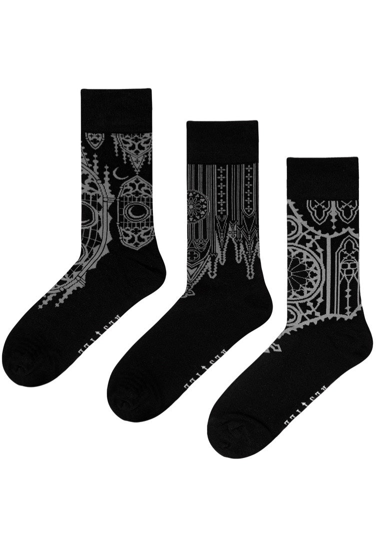 Restyle - Cathedral Present Pack Of 3 Black - Socks | Neutral-Image