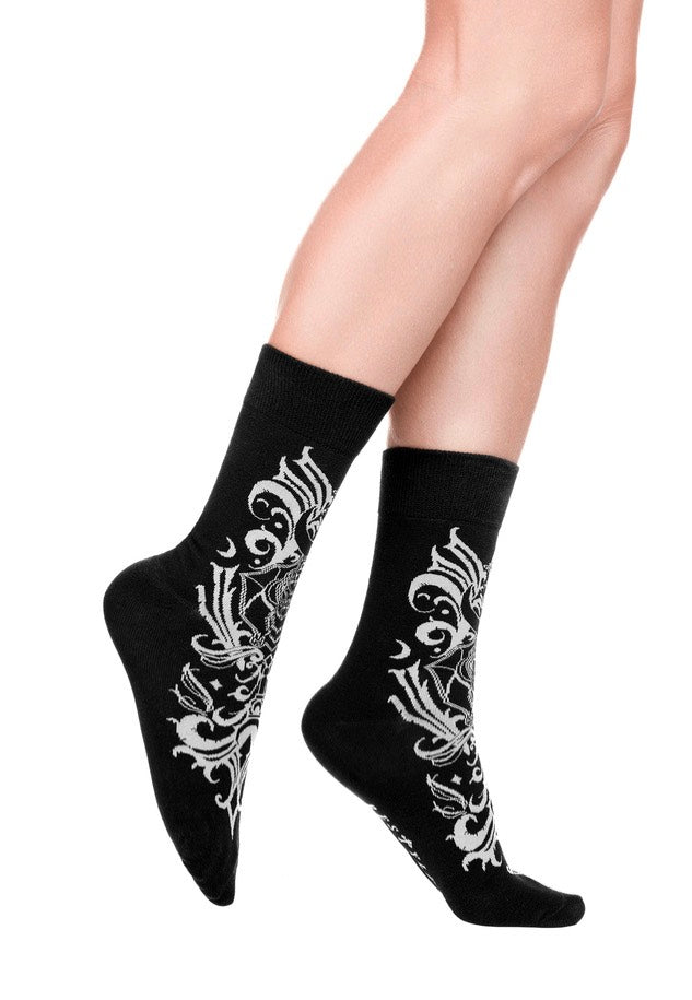 Restyle - Bat Baroque Jacquard - Socks | Neutral-Image