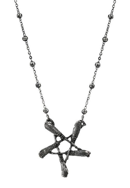 Restyle - Broom Pentagram Pendant For Witches Silver - Necklace | Neutral-Image