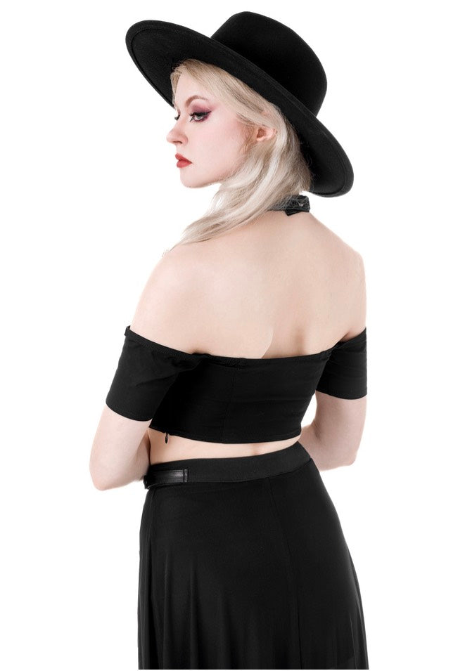 Restyle - Catacombs Cold Shoulder Black - Top | Women-Image