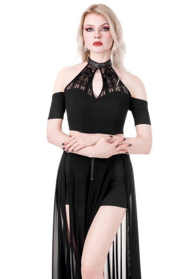 Restyle - Catacombs Cold Shoulder Black - Top | Women-Image