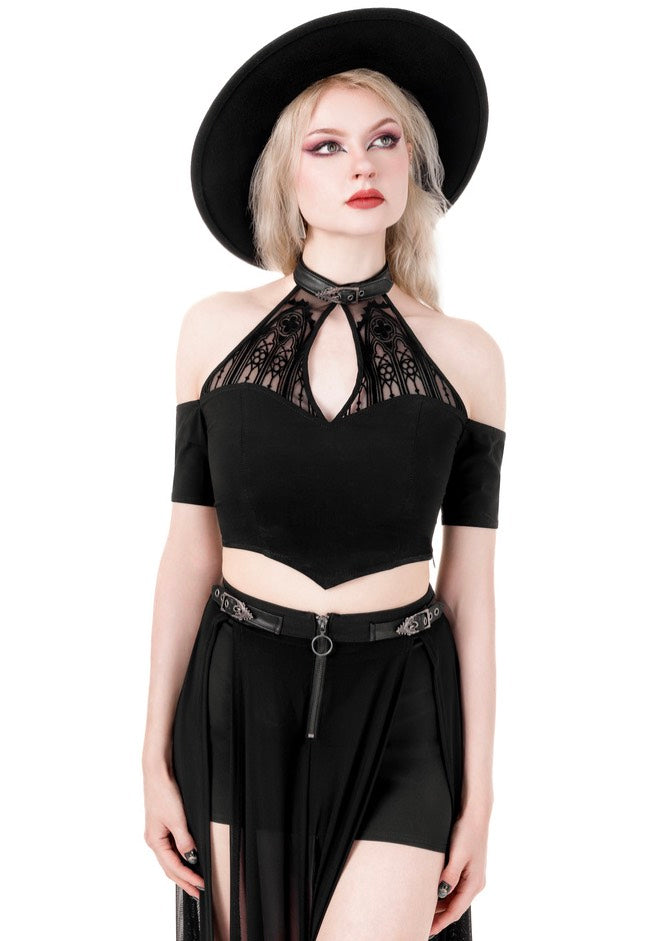 Restyle - Catacombs Cold Shoulder Black - Top | Women-Image