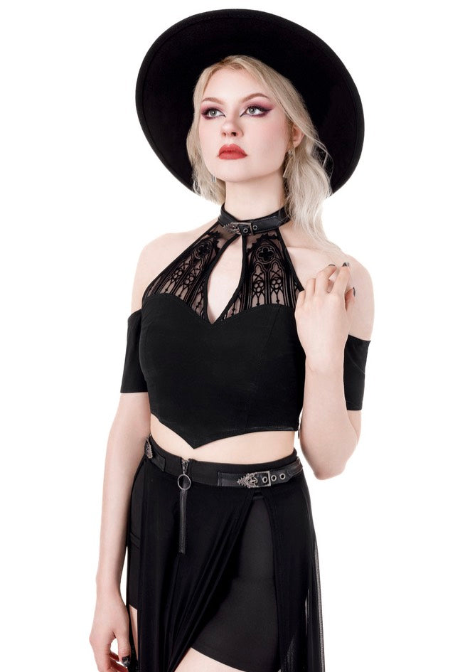 Restyle - Catacombs Cold Shoulder Black - Top | Women-Image