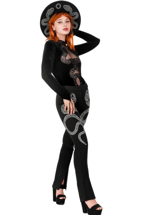 Restyle - Cathedral Snake Embroidered Black - Pants | Women-Image