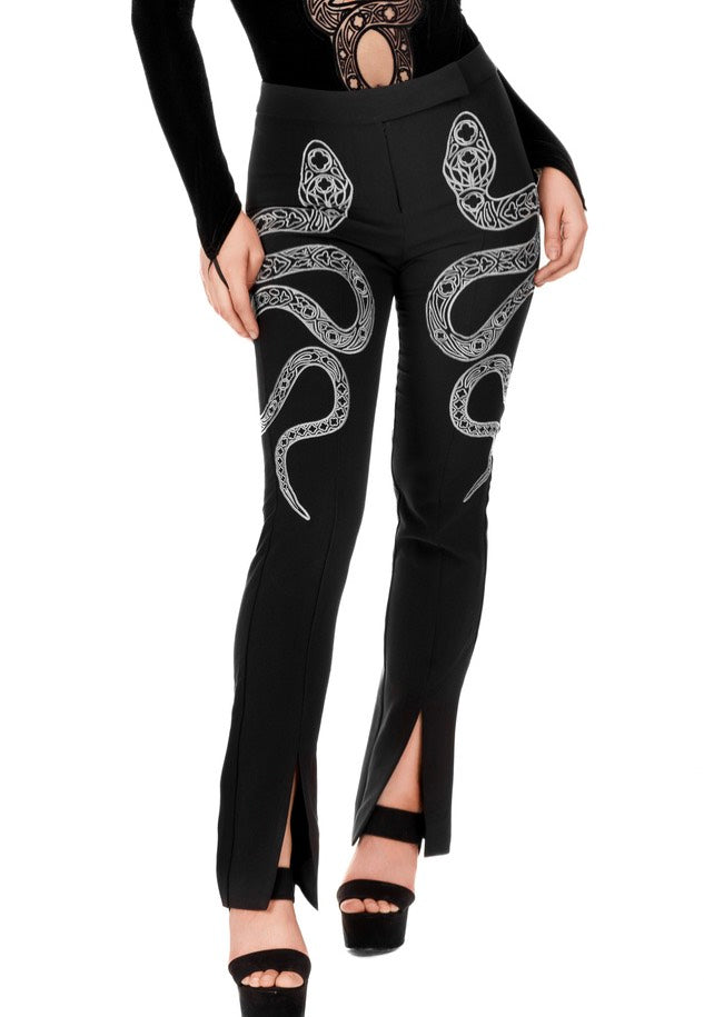 Restyle - Cathedral Snake Embroidered Black - Pants | Women-Image