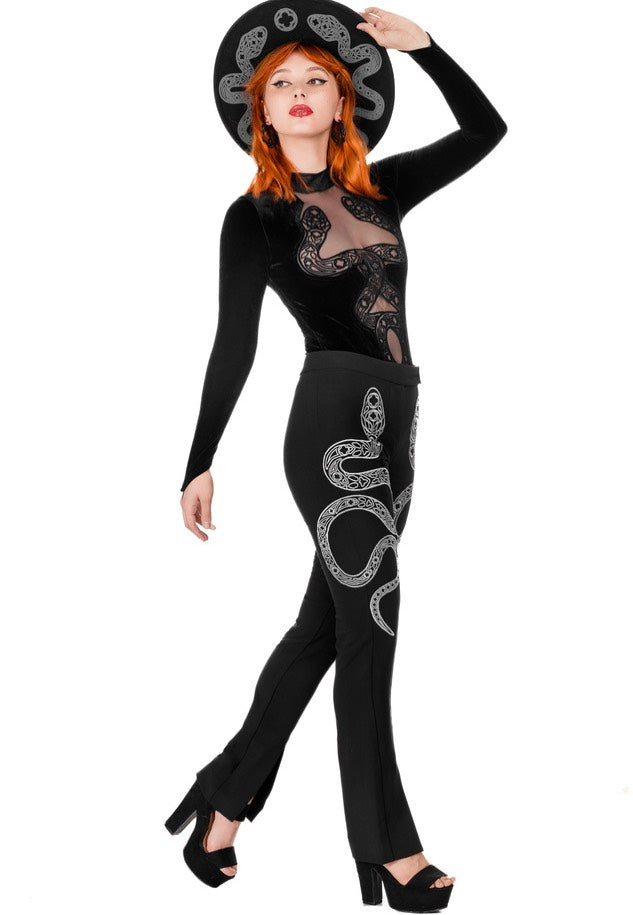 Restyle - Cathedral Snake Embroidered Black - Pants | Women-Image