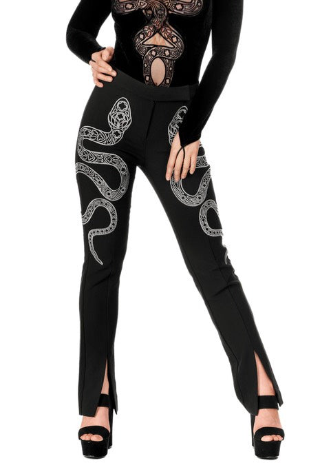 Restyle - Cathedral Snake Embroidered Black - Pants | Women-Image