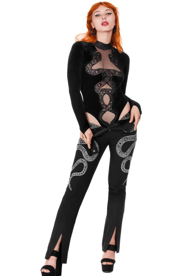 Restyle - Cathedral Snake Embroidered Black - Pants | Women-Image