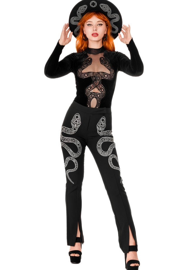 Restyle - Cathedral Snake Embroidered Black - Pants | Women-Image