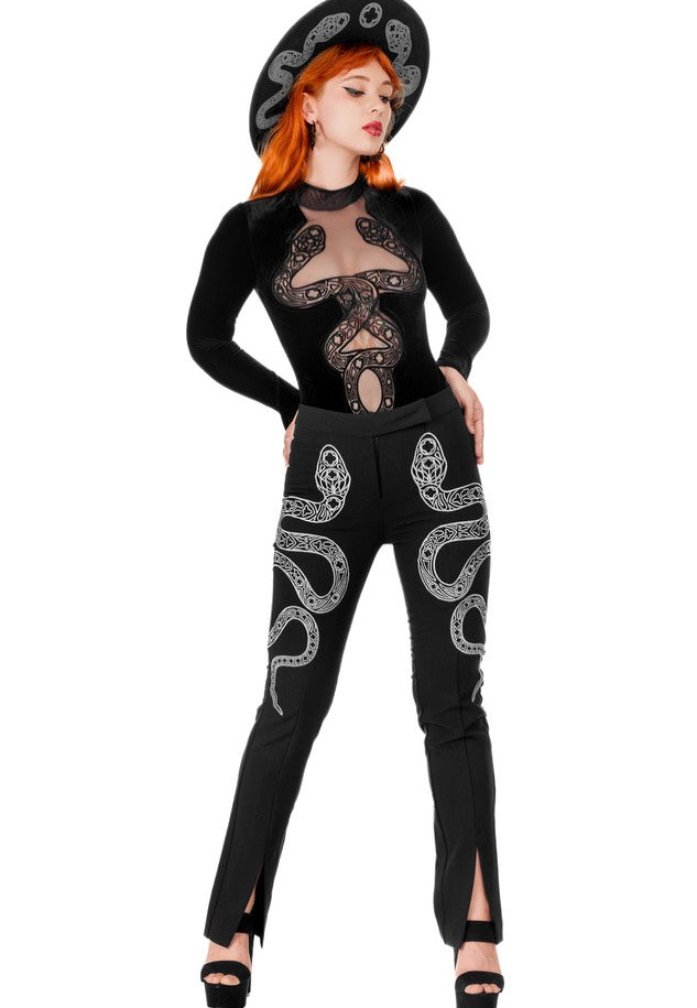 Restyle - Cathedral Snake Embroidered Black - Pants | Women-Image