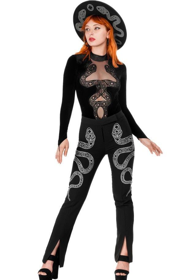 Restyle - Cathedral Snake Embroidered Black - Pants | Women-Image