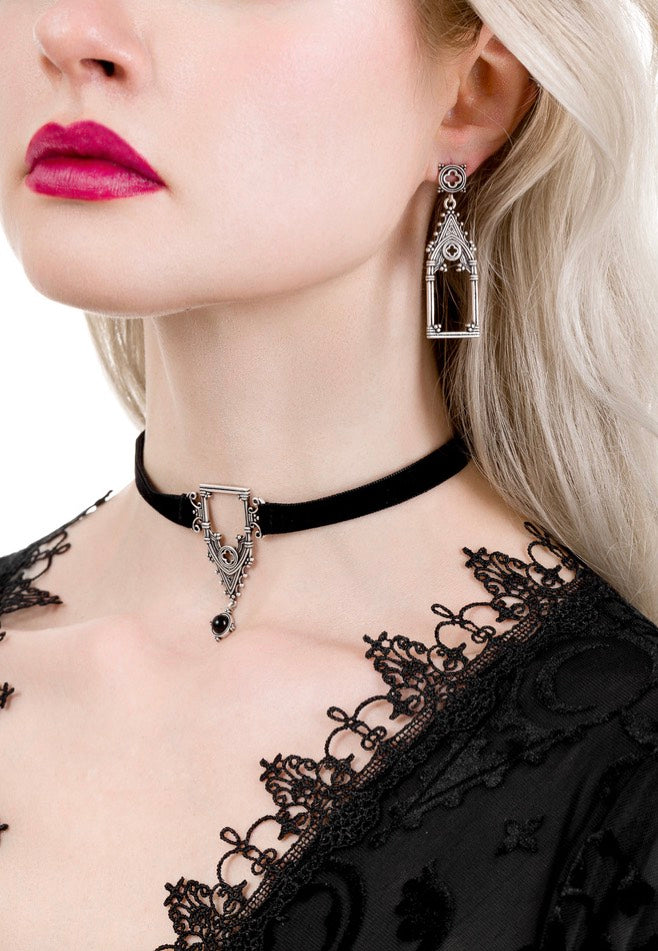 Restyle - Cathedralis Velvet Collar Black/Silver - Choker | Neutral-Image