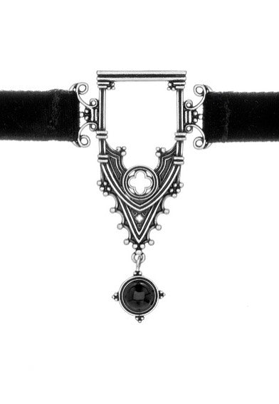 Restyle - Cathedralis Velvet Collar Black/Silver - Choker | Neutral-Image