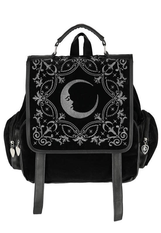 Restyle - Crescent Square Velvet Embroidered Black - Backpack | Neutral-Image