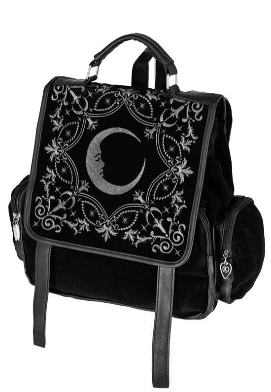 Restyle - Crescent Square Velvet Embroidered Black - Backpack | Neutral-Image