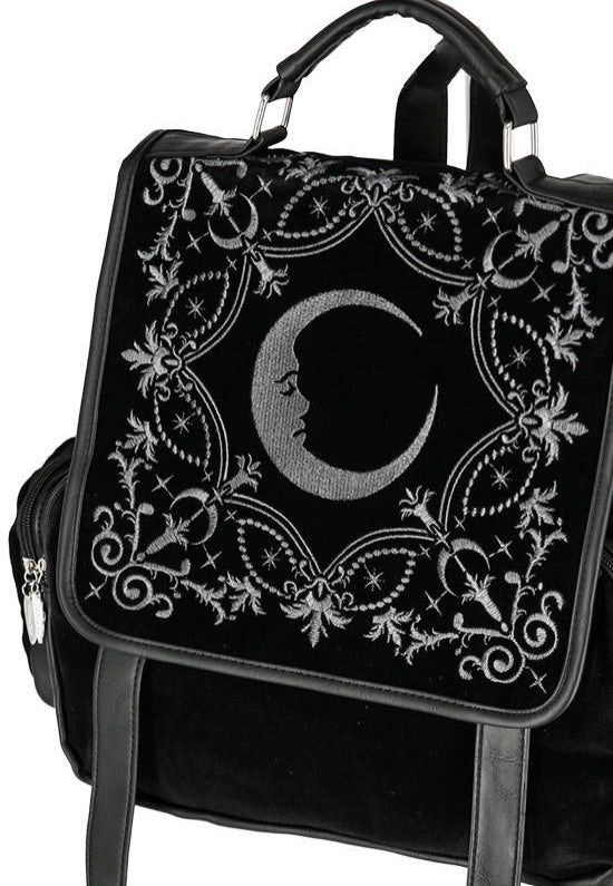 Restyle - Crescent Square Velvet Embroidered Black - Backpack | Neutral-Image