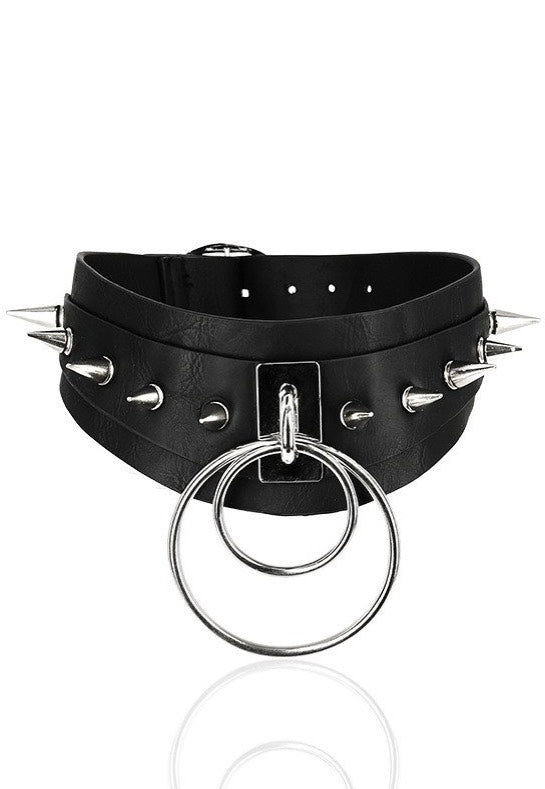 Restyle - Double Spiked Black/Silver - Choker | Neutral-Image