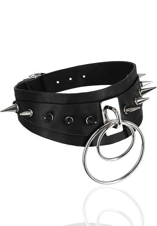 Restyle - Double Spiked Black/Silver - Choker | Neutral-Image