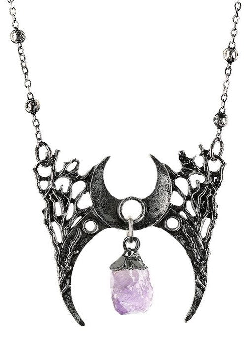 Restyle - Moon With Crystal Branch Crescent Silver - Necklace | Neutral-Image