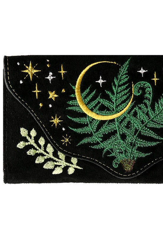 Restyle - Herbal Embroidered Oblong Fern Black/Green - Wallet | Neutral-Image