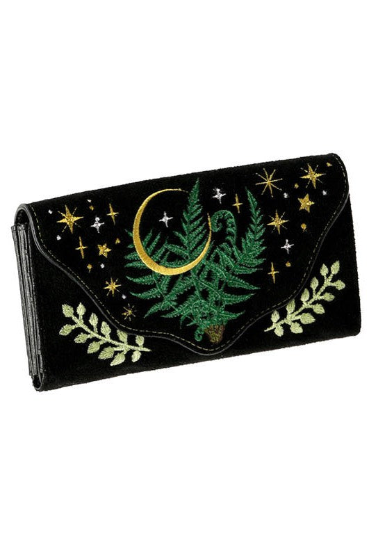 Restyle - Herbal Embroidered Oblong Fern Black/Green - Wallet | Neutral-Image