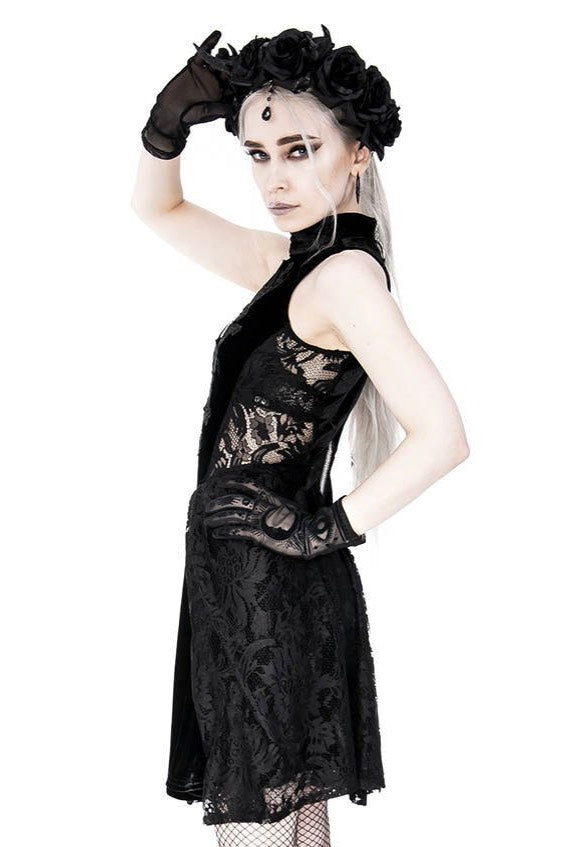 Restyle - High Neck Gothic Lace With A Crescent Black - Dress | Women-Image