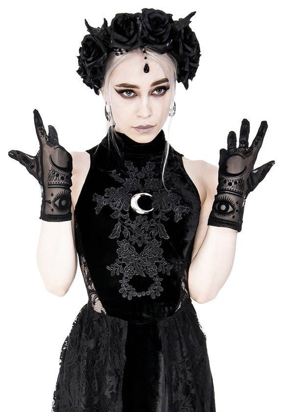 Restyle - High Neck Gothic Lace With A Crescent Black - Dress | Women-Image