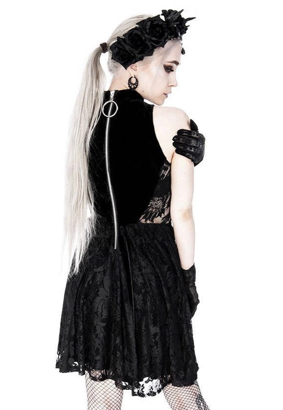 Restyle - High Neck Gothic Lace With A Crescent Black - Dress | Women-Image