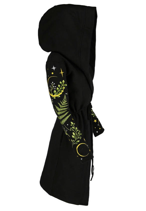 Restyle - Long Pagan Herbal With Fern And Crescent Black - Cardigan | Women-Image