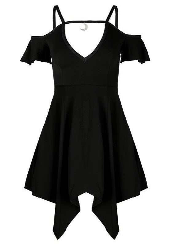 Restyle - Moon Keyhole Tunic Black Jersey Black - Dress | Women-Image