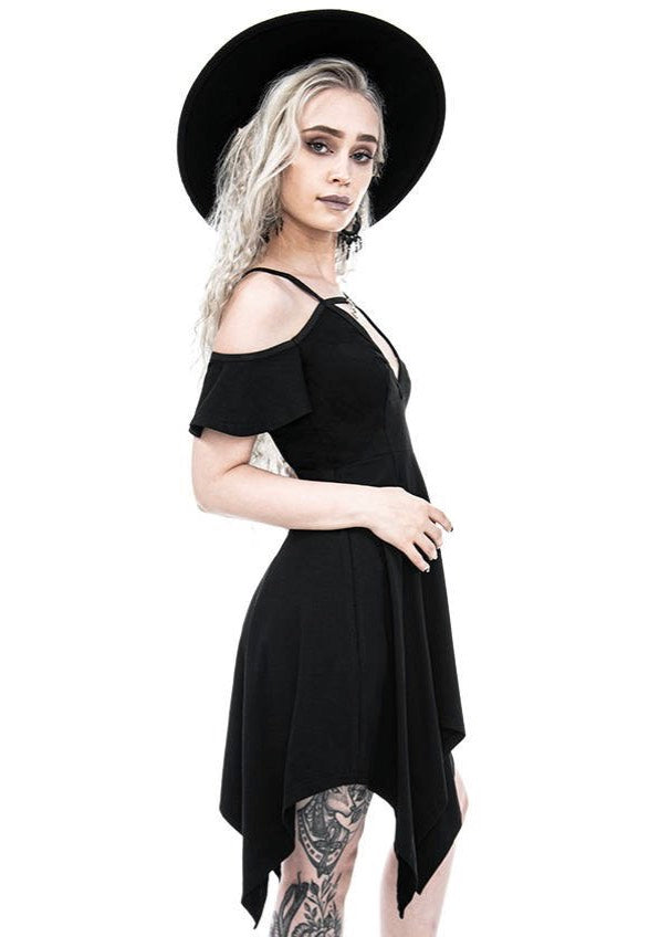 Restyle - Moon Keyhole Tunic Black Jersey Black - Dress | Women-Image