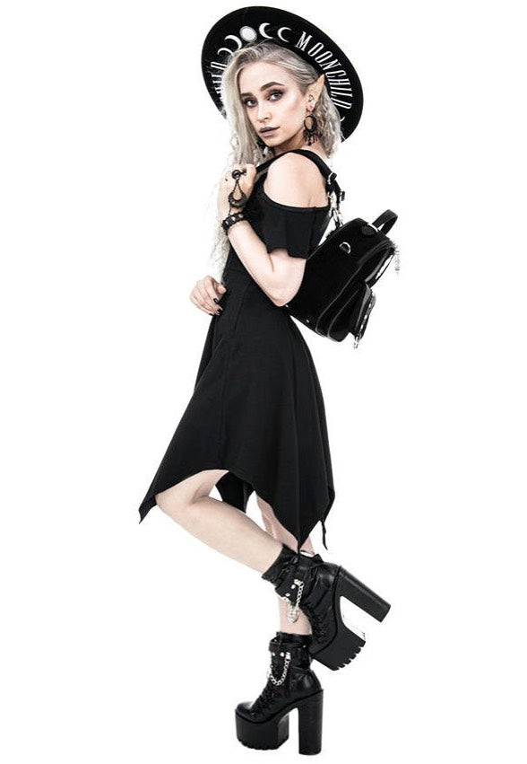 Restyle - Moon Keyhole Tunic Black Jersey Black - Dress | Women-Image