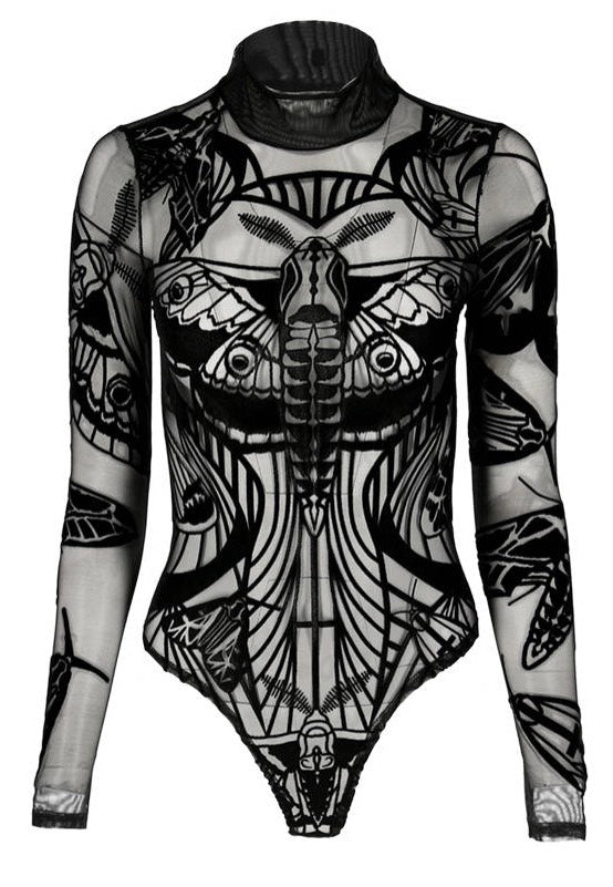 Restyle - Moth Contour Mesh Flocked Black - Body | Women-Image