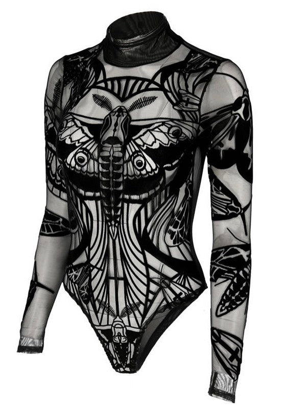 Restyle - Moth Contour Mesh Flocked Black - Body | Women-Image