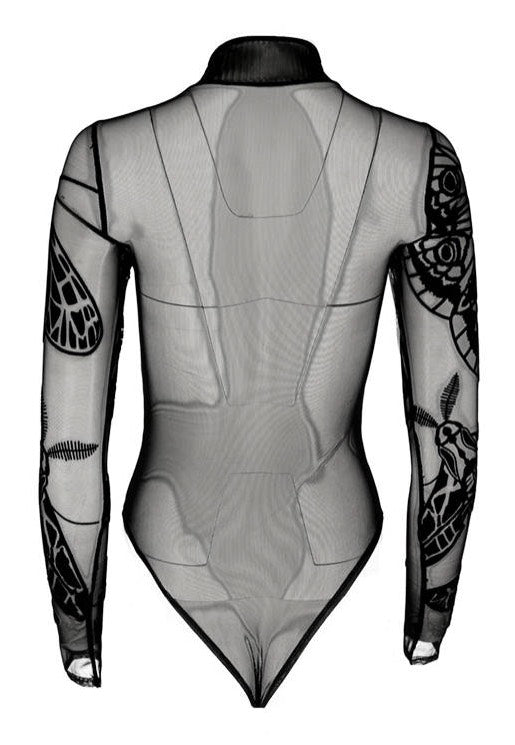 Restyle - Moth Contour Mesh Flocked Black - Body | Women-Image