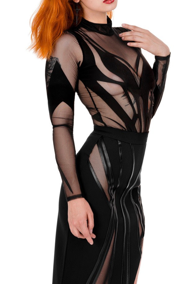 Restyle - Phoenix Bold Contouring Catsuit Black - Body | Women-Image