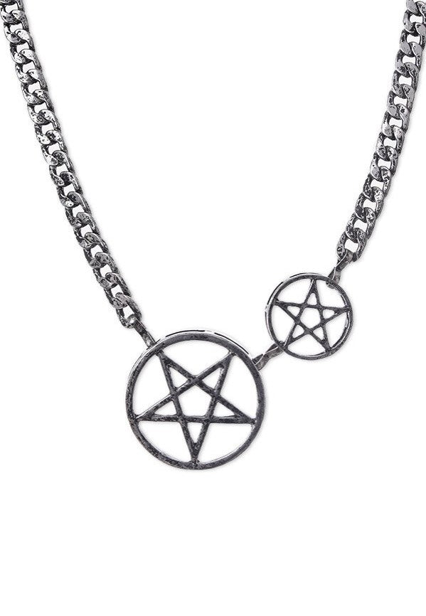 Restyle - Double Pentacle Chain Silver - Necklace | Neutral-Image