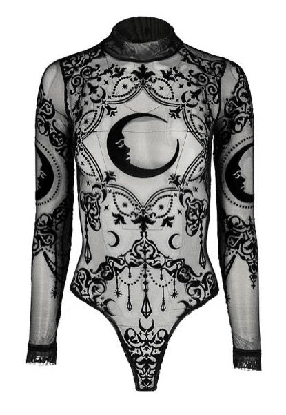 Restyle - Black Gothic Crescent Mesh Black - Body | Women-Image