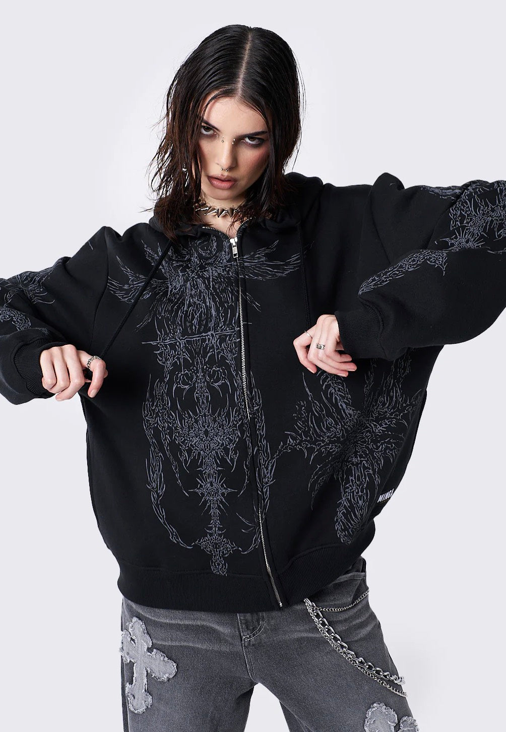 Minga London - Enigmatic Black Oversized - Zipper | Women-Image