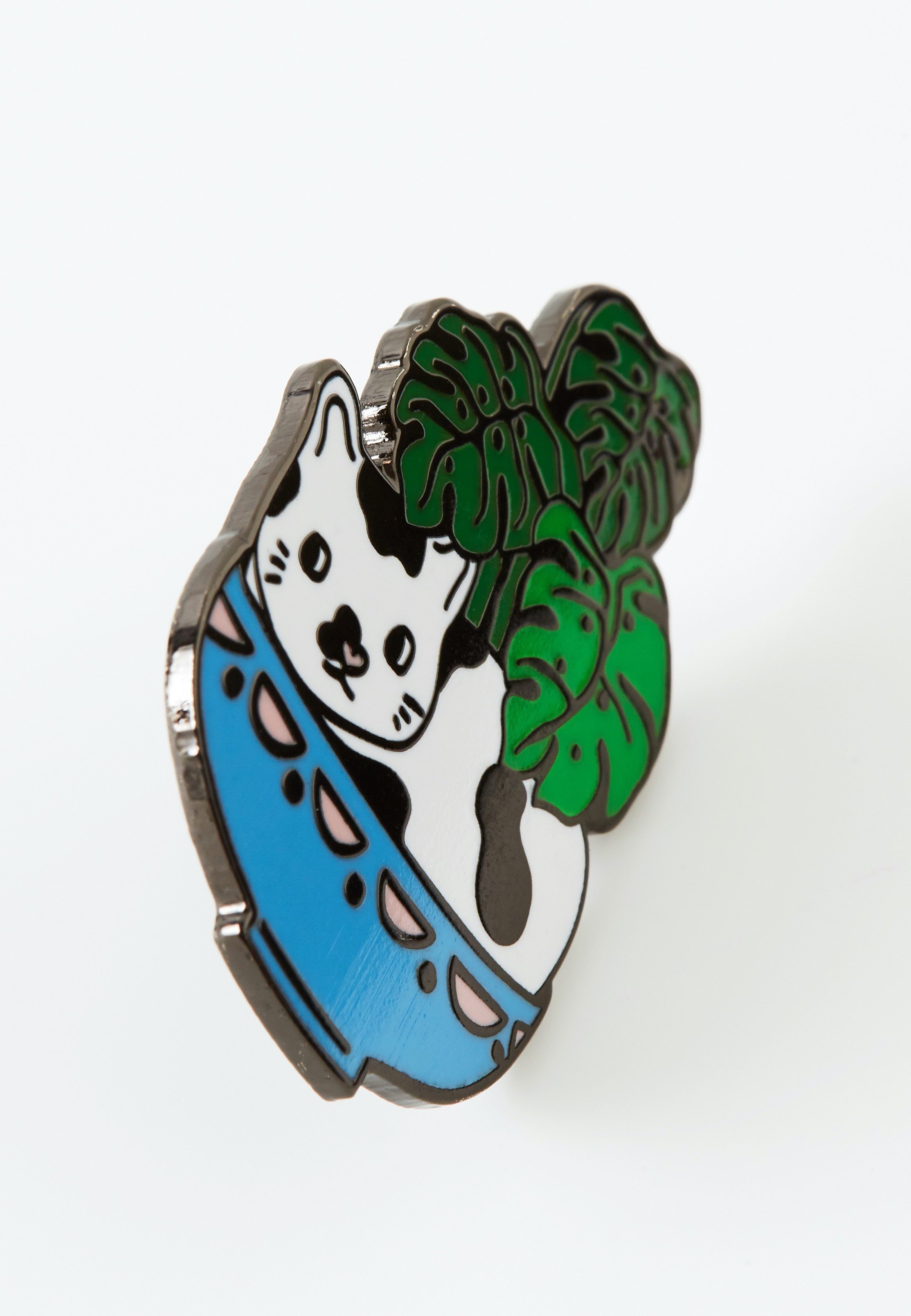 Punky Pins - Cat Plant Enamel - Pin | Neutral-Image