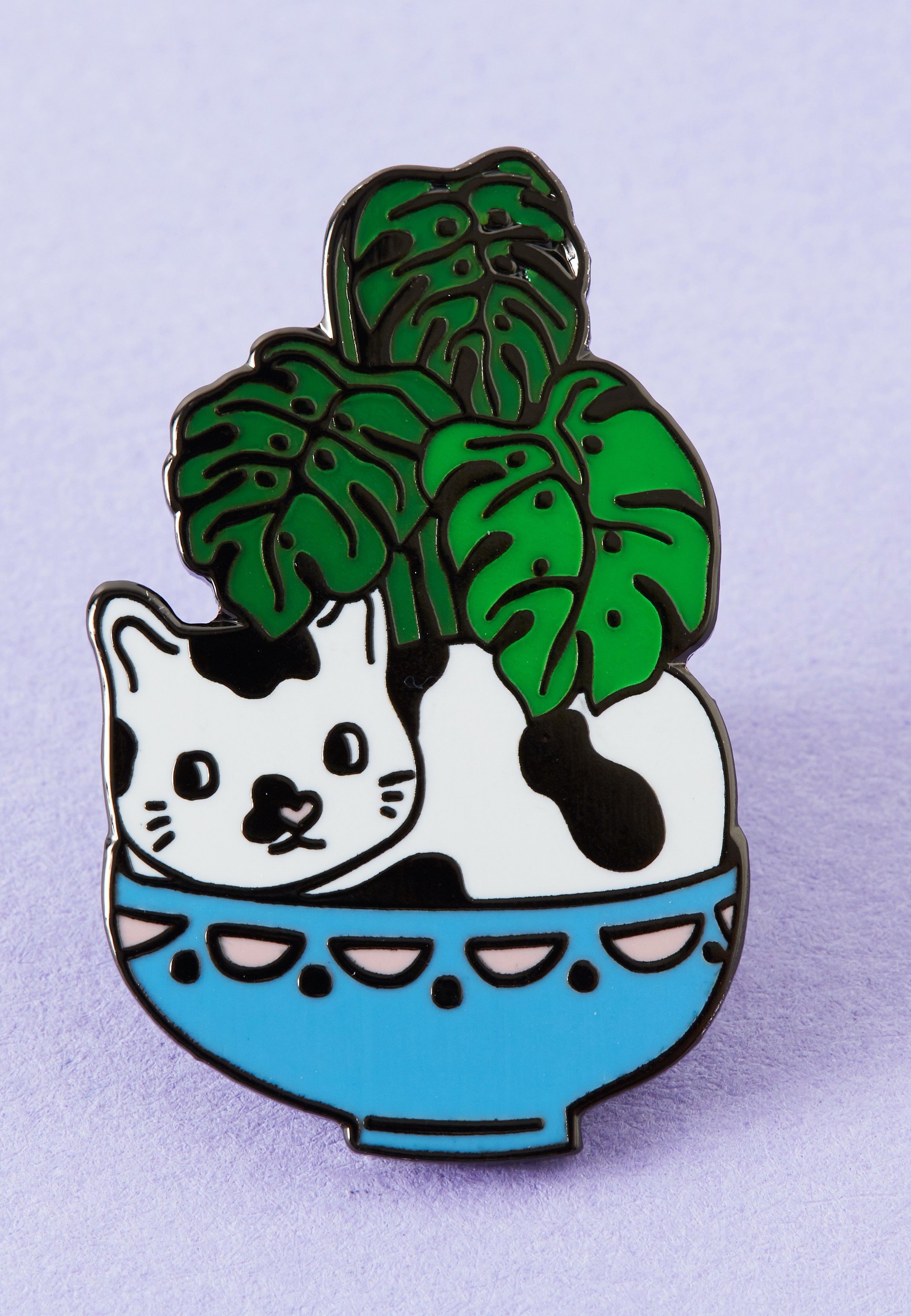 Punky Pins - Cat Plant Enamel - Pin | Neutral-Image